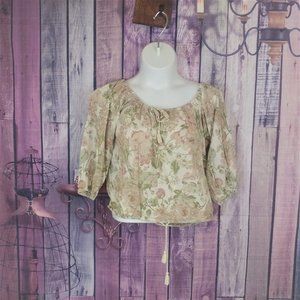 Ralph Lauren Floral BOHO Blouse XS E45